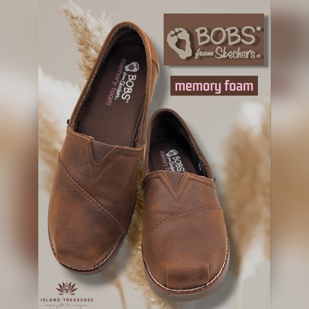 Skechers BOBS Brown Slip-On Flats with Memory Foam